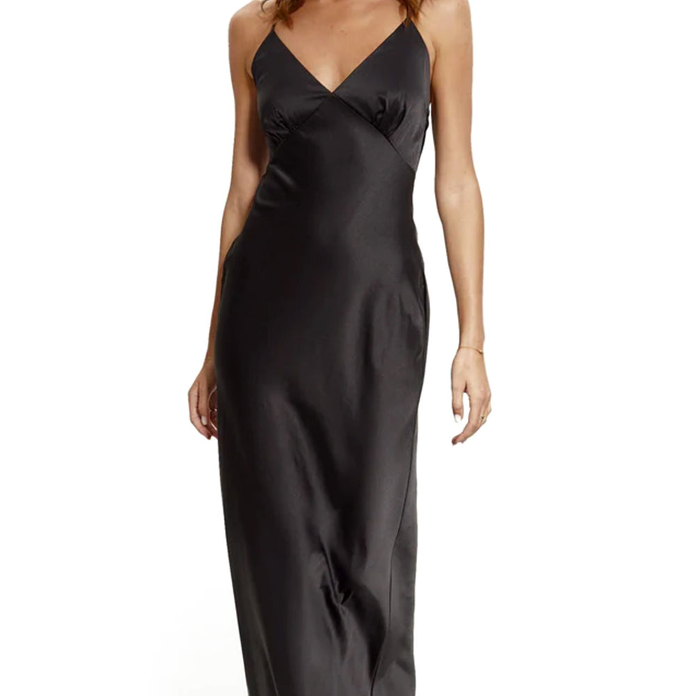 
                      
                        Black Satin Tie Back Maxi Dress
                      
                    