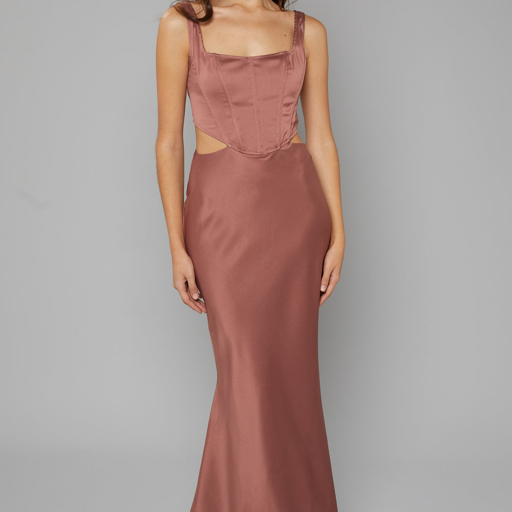 
                      
                        Blush Satin Cut-Out Corset Dress
                      
                    