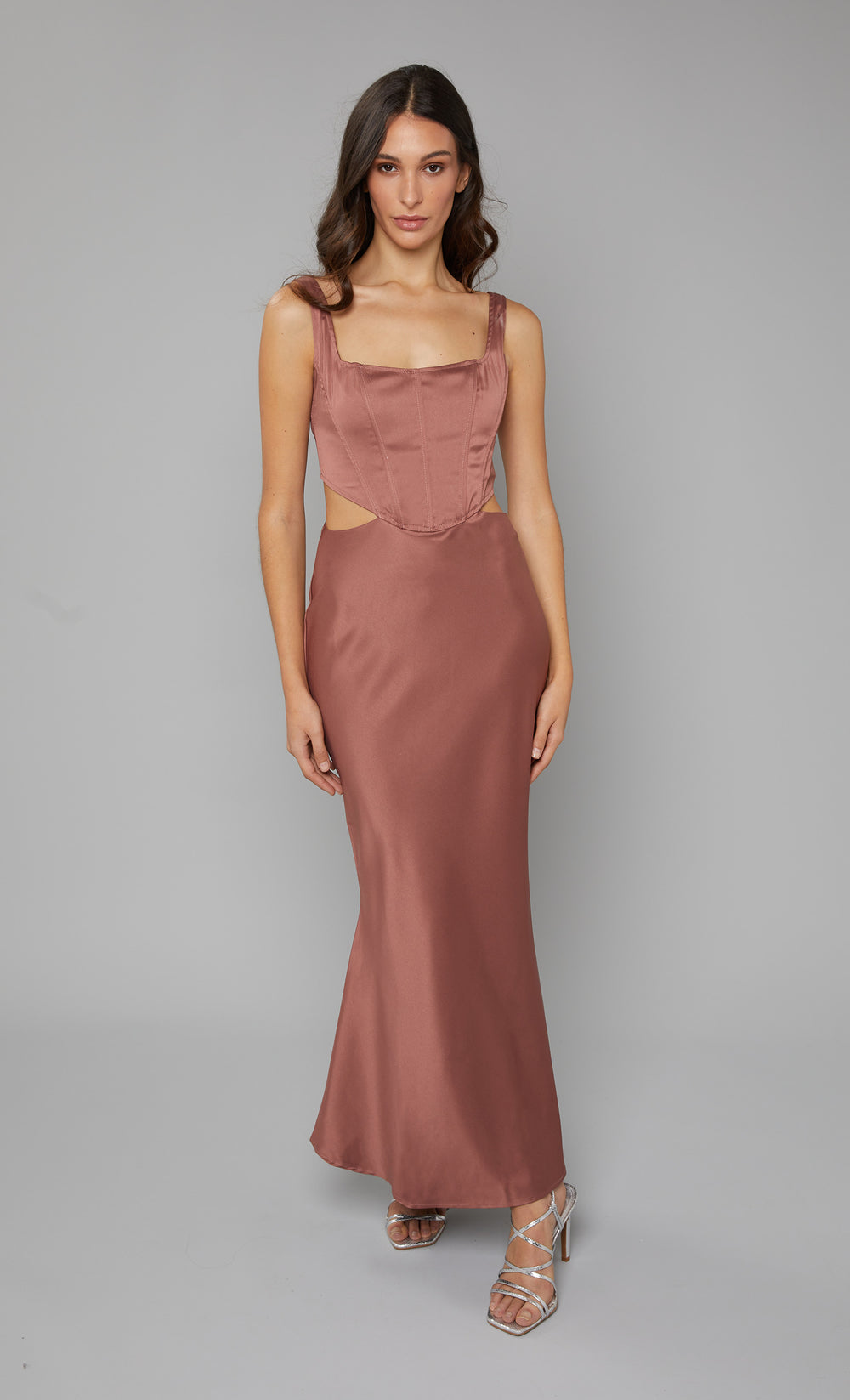 Blush Satin Cut-Out Corset Dress