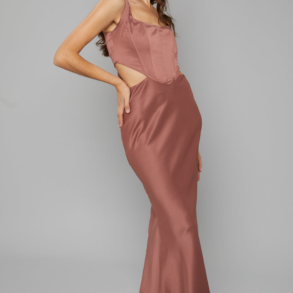 
                      
                        Blush Satin Cut-Out Corset Dress
                      
                    