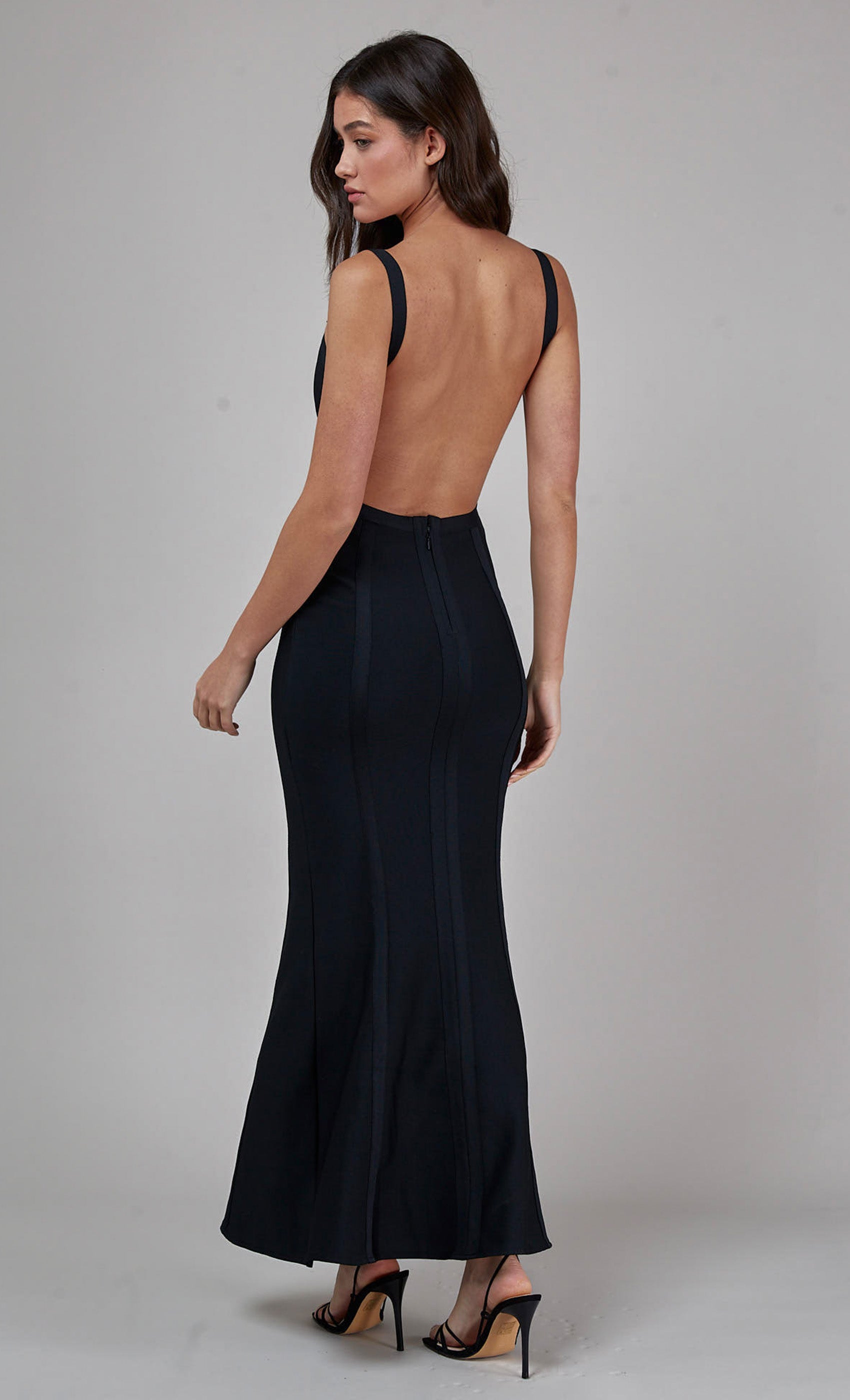 Black Backless Bandage Fishtail Dress Rare London