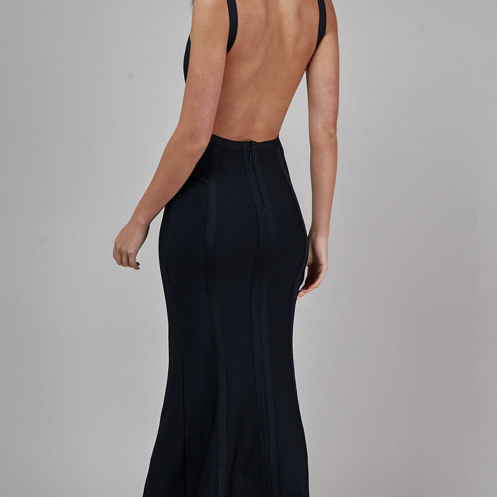 
                      
                        Black Backless Bandage Fishtail Dress
                      
                    