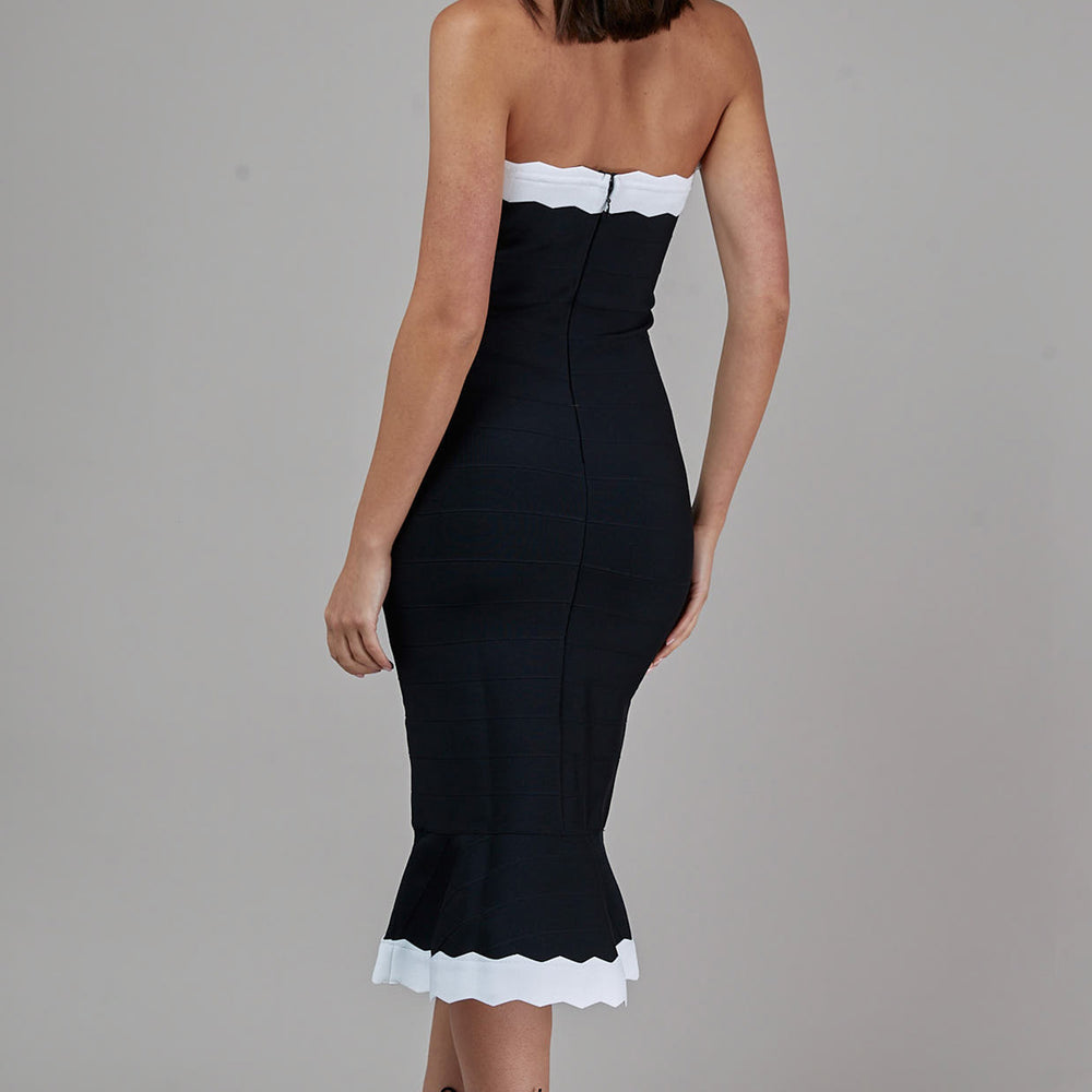 
                      
                        Wavy Trim Fishtail Bandage Midi Dress
                      
                    