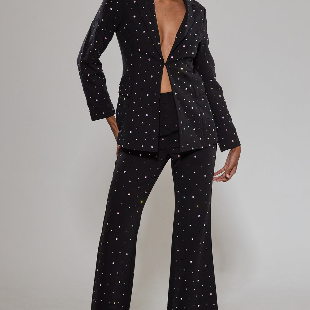 Black Diamante Embellished Tailored Blazer