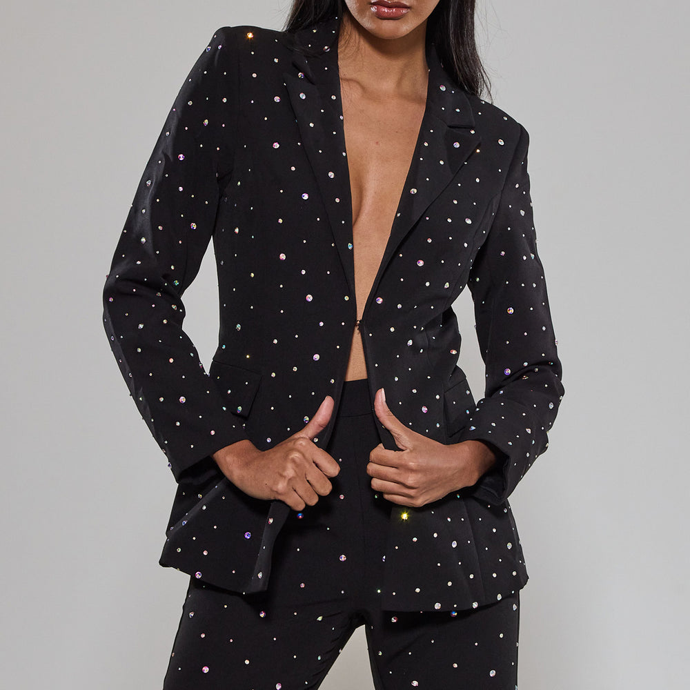 
                      
                        Black Diamante Embellished Tailored Blazer
                      
                    