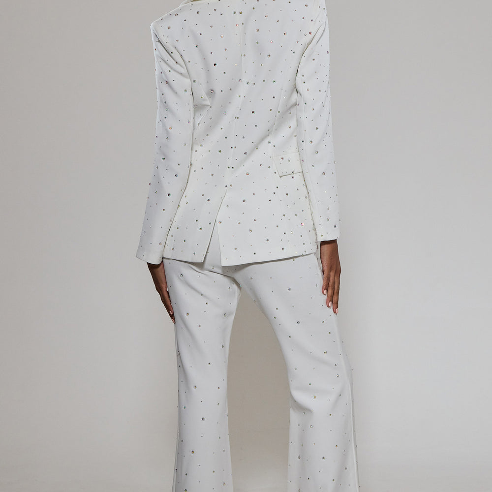 
                      
                        White Diamante Embellished Tailored Blazer
                      
                    