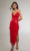 Red Diamante Mesh Maxi Dress