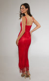 Red Diamante Mesh Maxi Dress