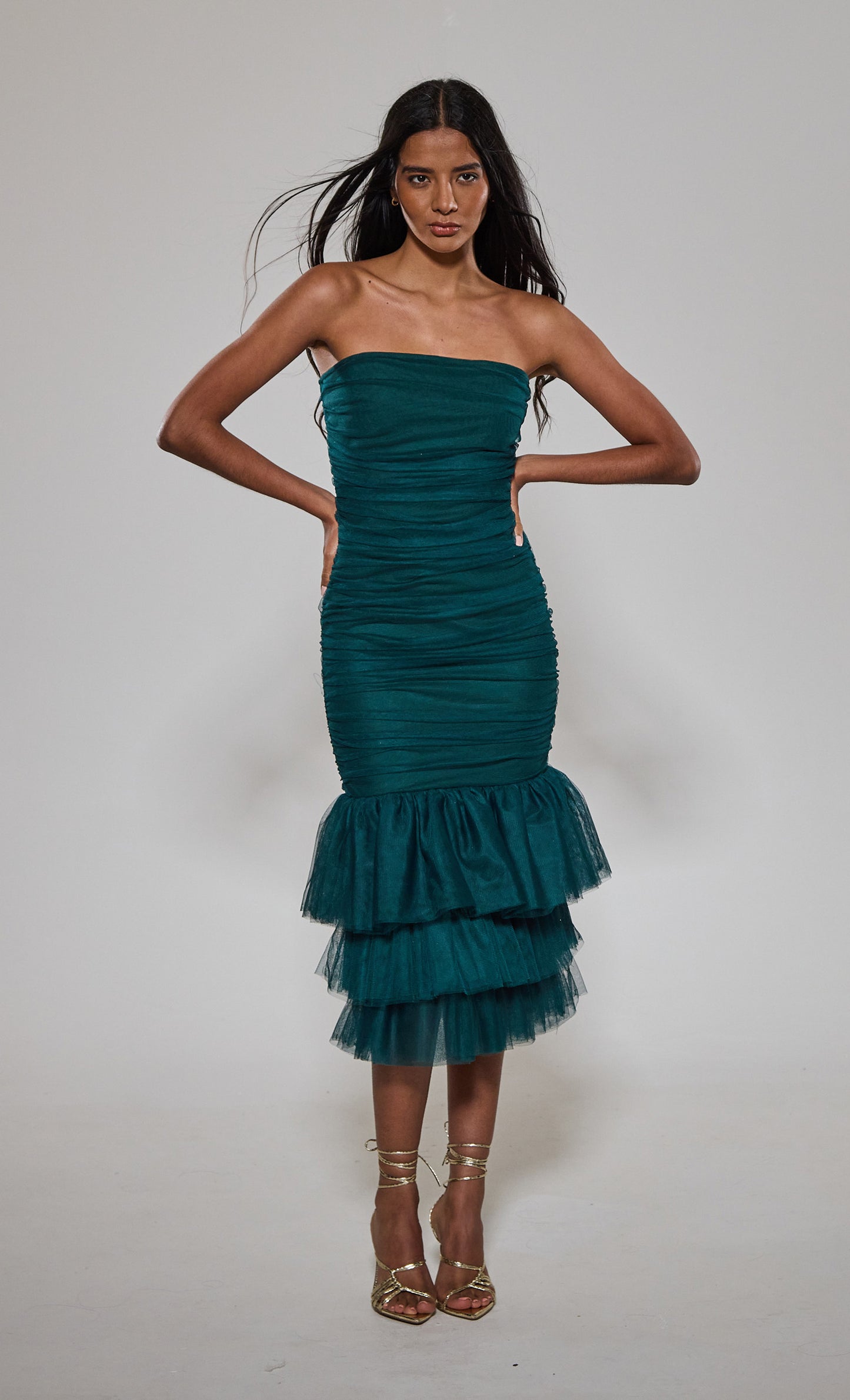 Emerald Triple Fishtail Bandage Dress