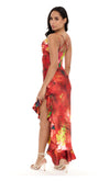 Red Printed Flamenco Maxi Dress