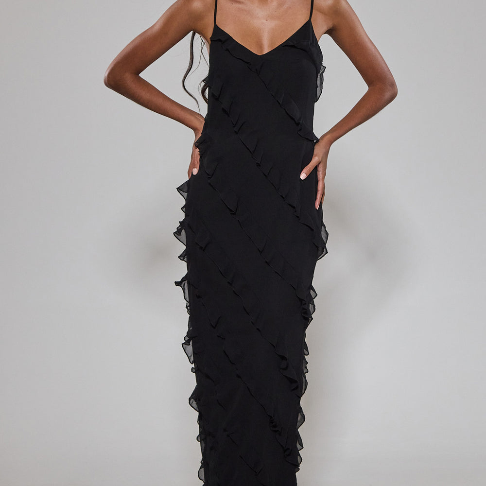 
                      
                        Black Frill Detail Maxi Dress
                      
                    