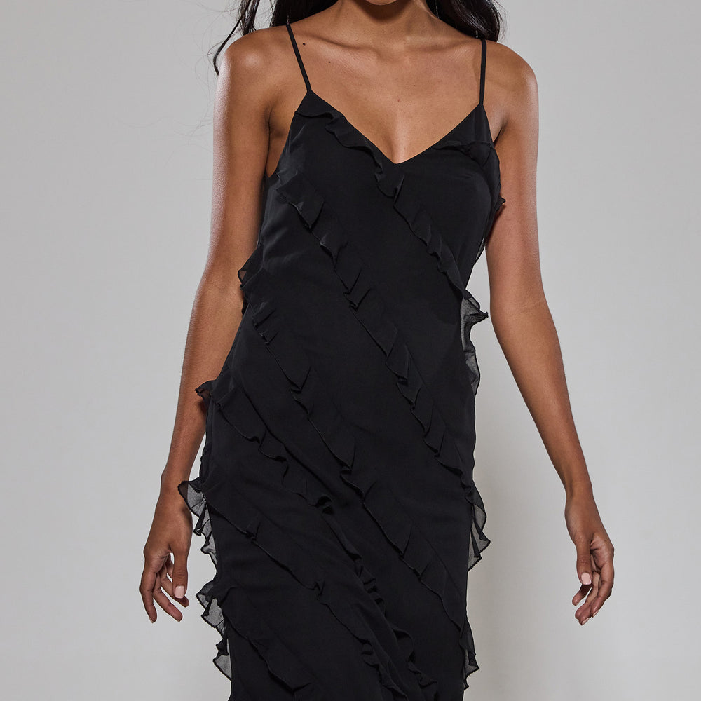 
                      
                        Black Frill Detail Maxi Dress
                      
                    