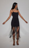 Black Fringe Trim Corset Dress