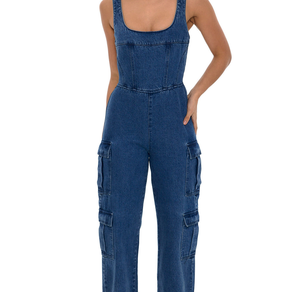 Scoop Cargo Denim Jumpsuit