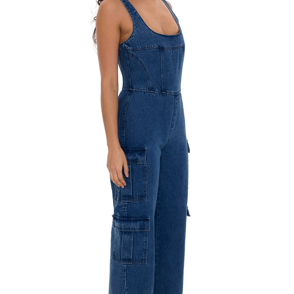 Scoop Cargo Denim Jumpsuit