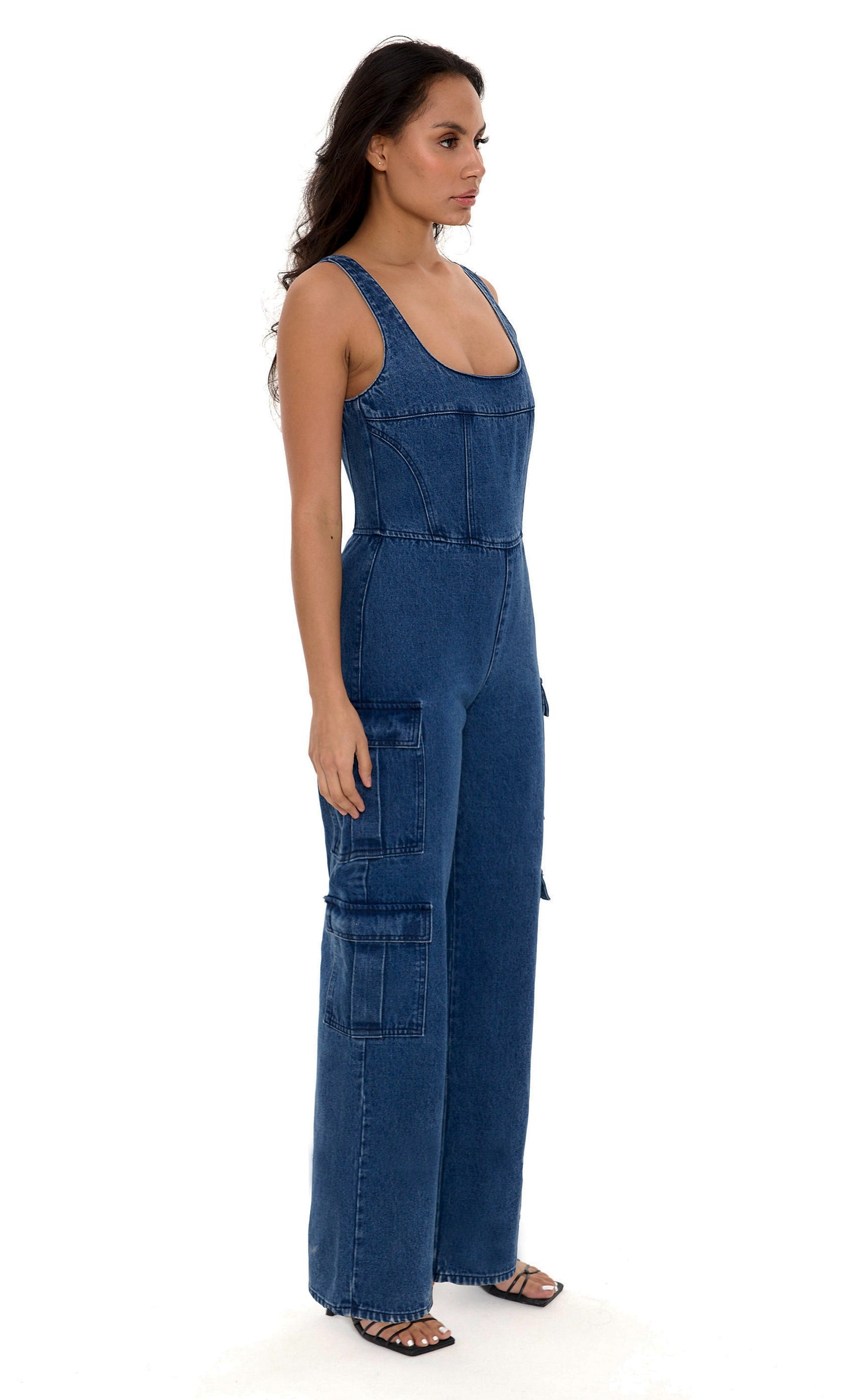 Scoop Cargo Denim Jumpsuit