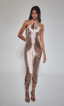 Buy Lipsy Gold Petite Sequin Bardot Split Drape Maxi Dress from Next USA