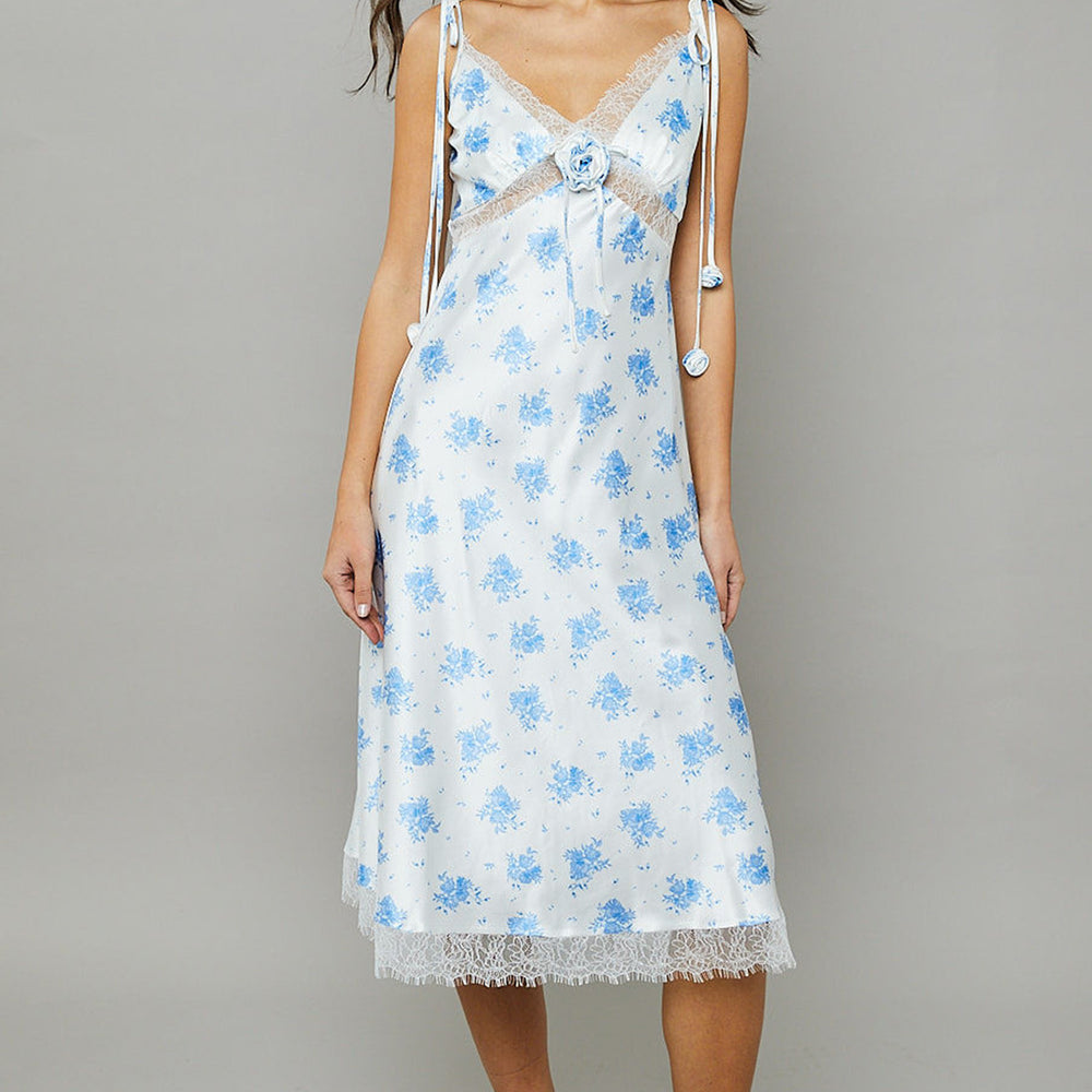 
                      
                        Blue Cami-floral Lace Slip Maxi Dress
                      
                    