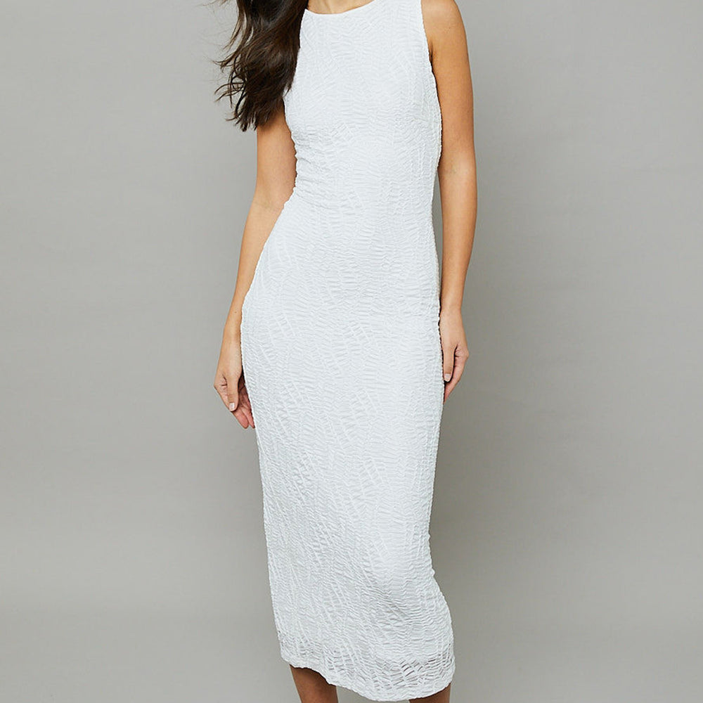 
                      
                        Ivory Textured Racer Maxi Dress
                      
                    