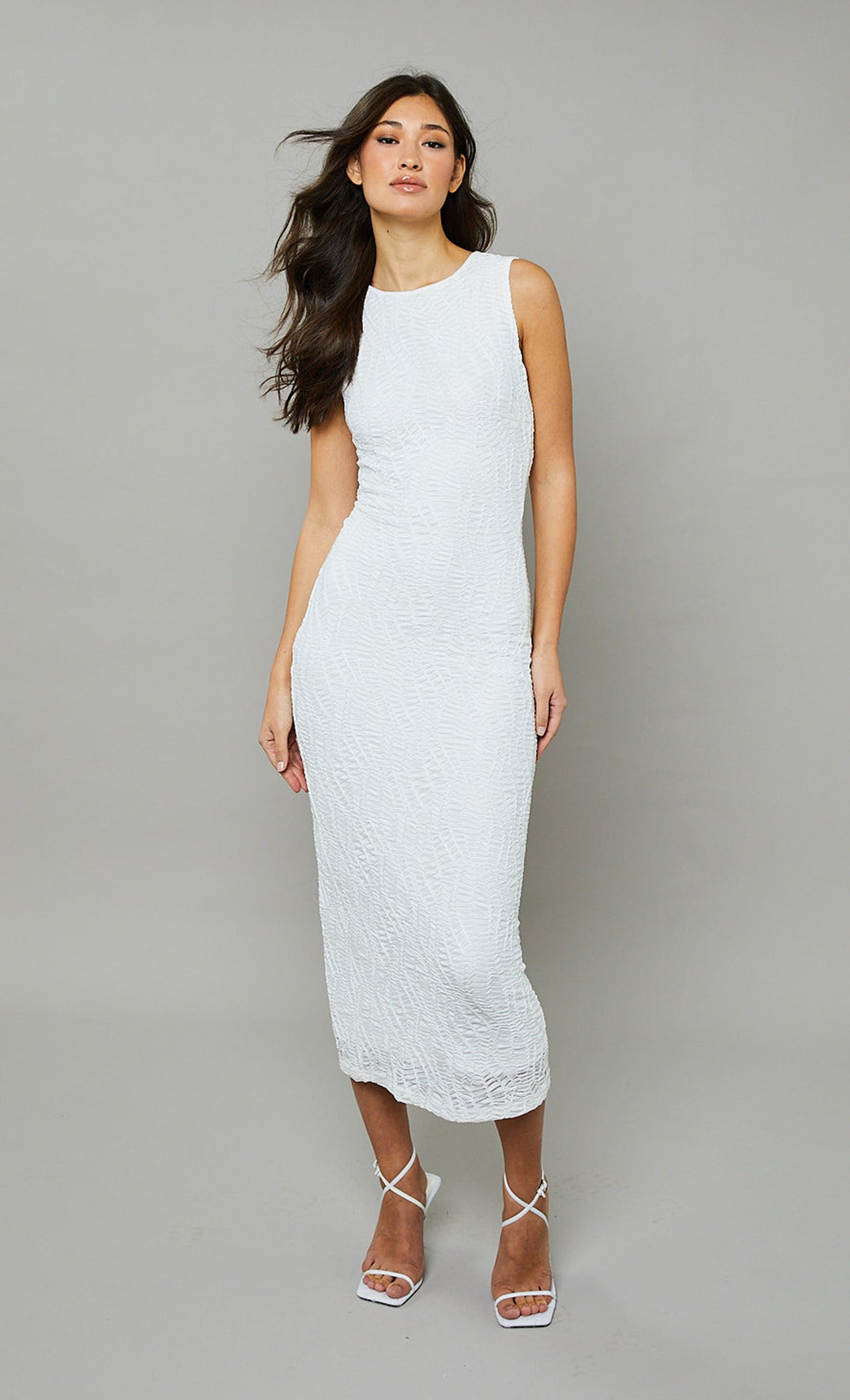 Ivory Textured Racer Maxi Dress