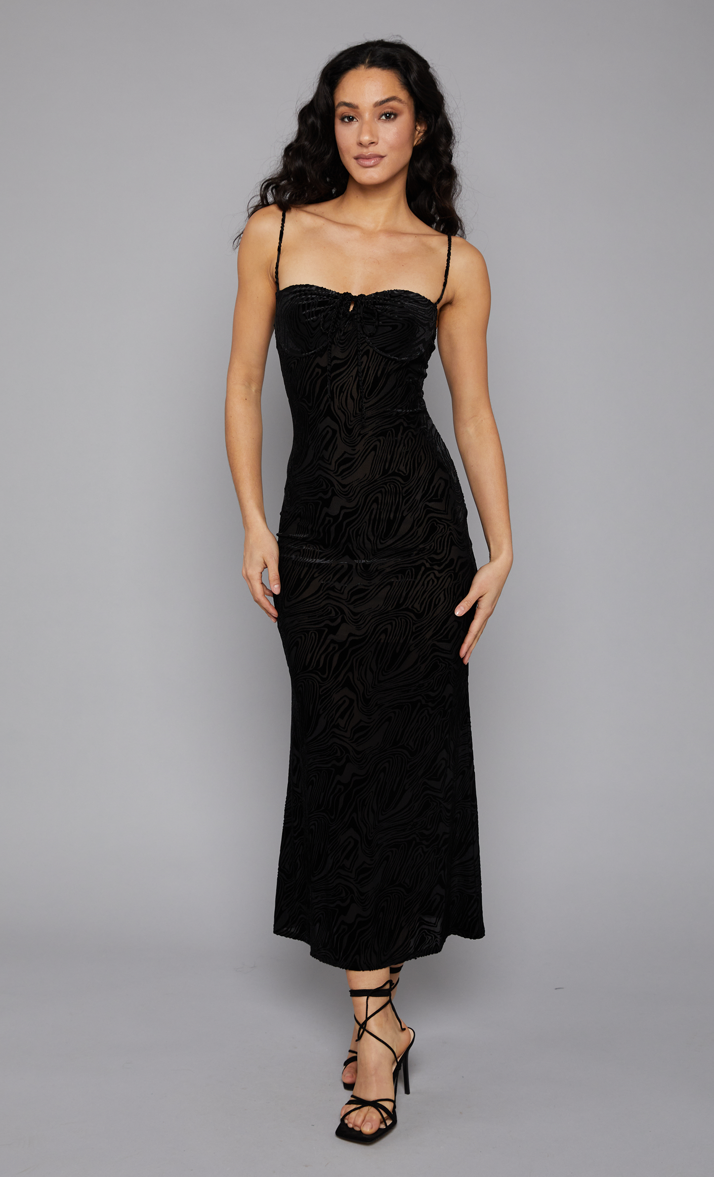 Black Burnout Cupped Mesh Maxi Dress - 16 Black Burnout Cupped Mesh Maxi Dress - 16
