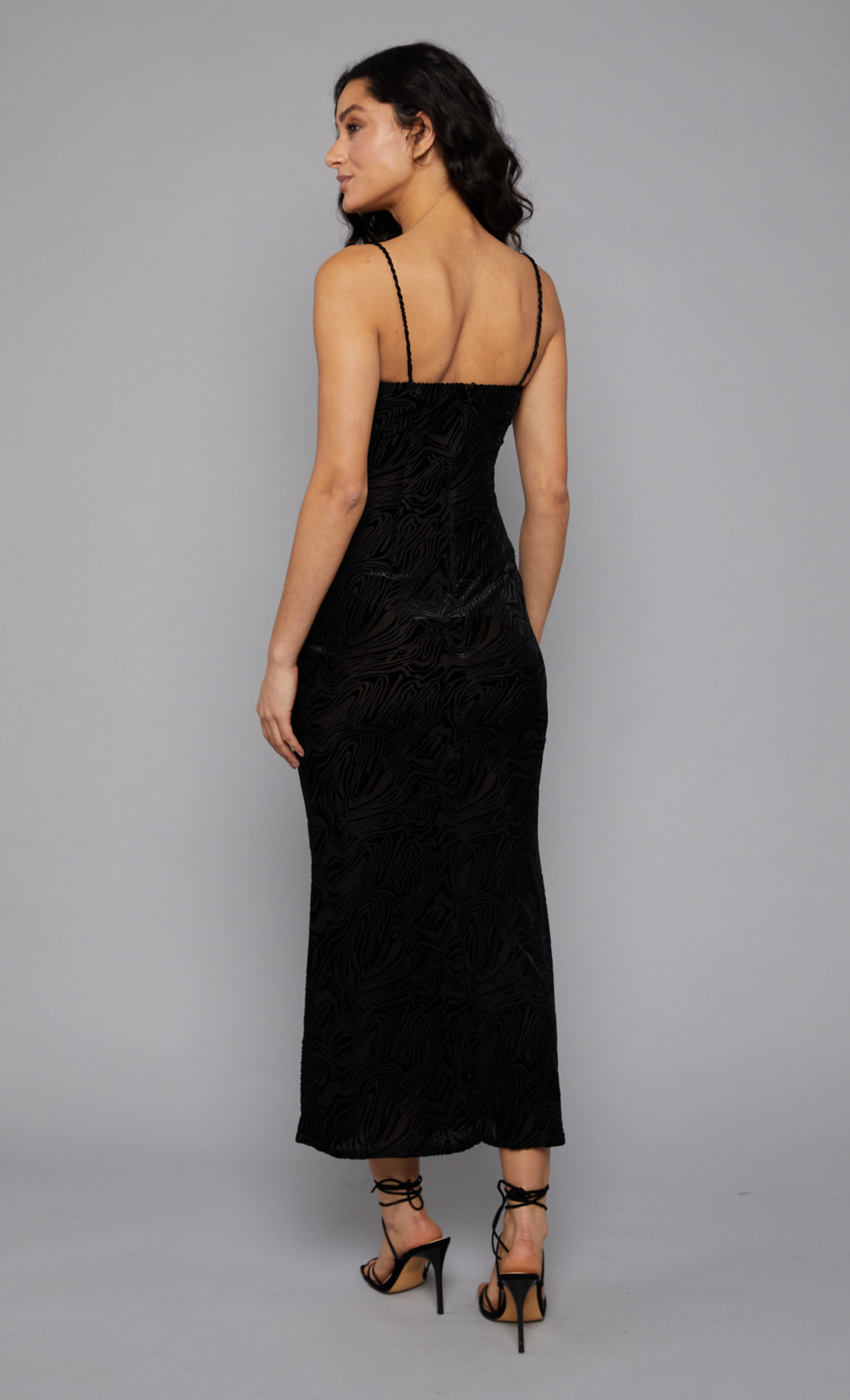 Black Burnout Cupped Mesh Maxi Dress - 16 Black Burnout Cupped Mesh Maxi Dress - 16