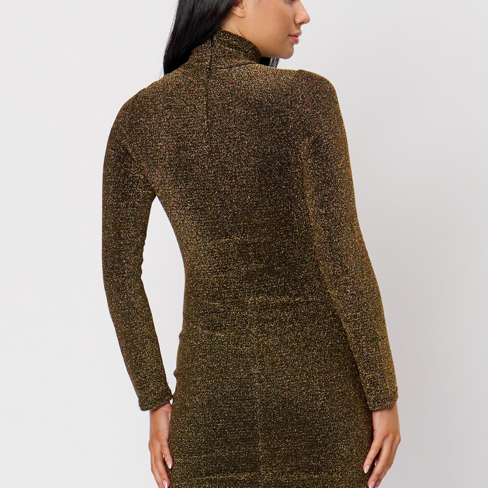 
                      
                        Gold Lurex Slash Cutout Dress
                      
                    