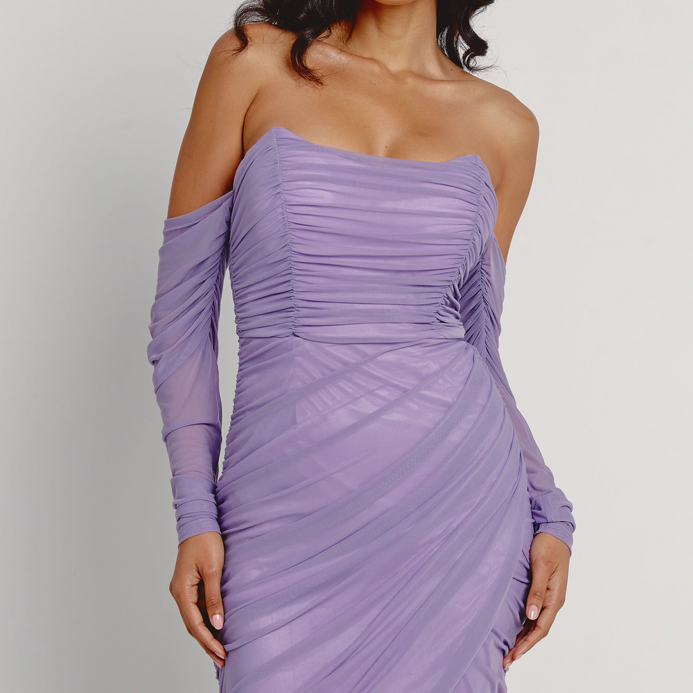 
                      
                        Lilac Bardot Mesh Drape Dress
                      
                    