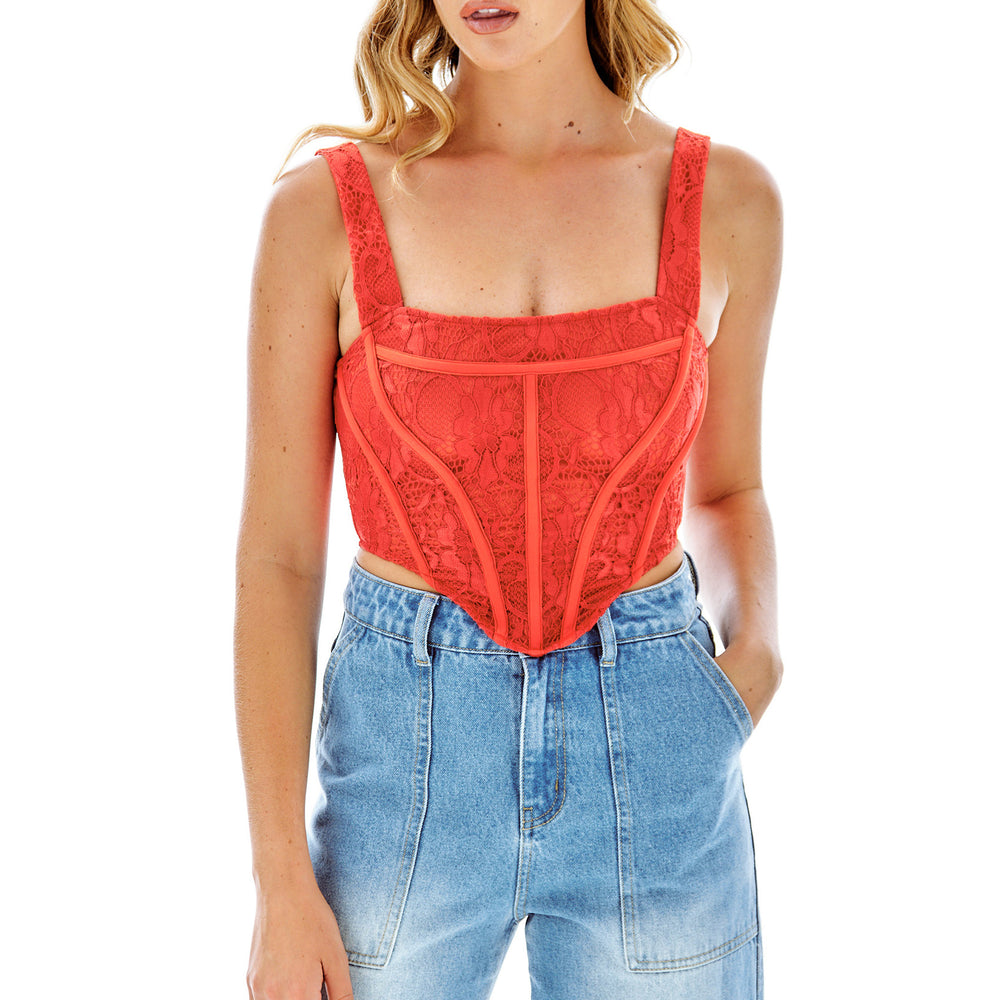 Orange Lace Corset Top