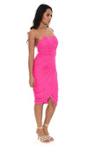 Pink Corset Mesh Drape Dress