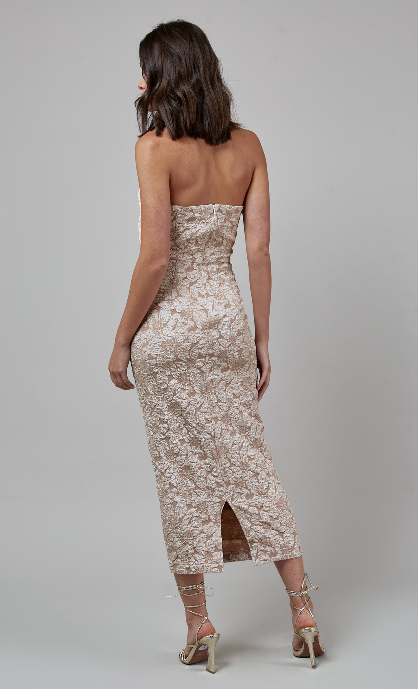 rare london corset midi dress Rare London corset ruched drape midi dress in stone