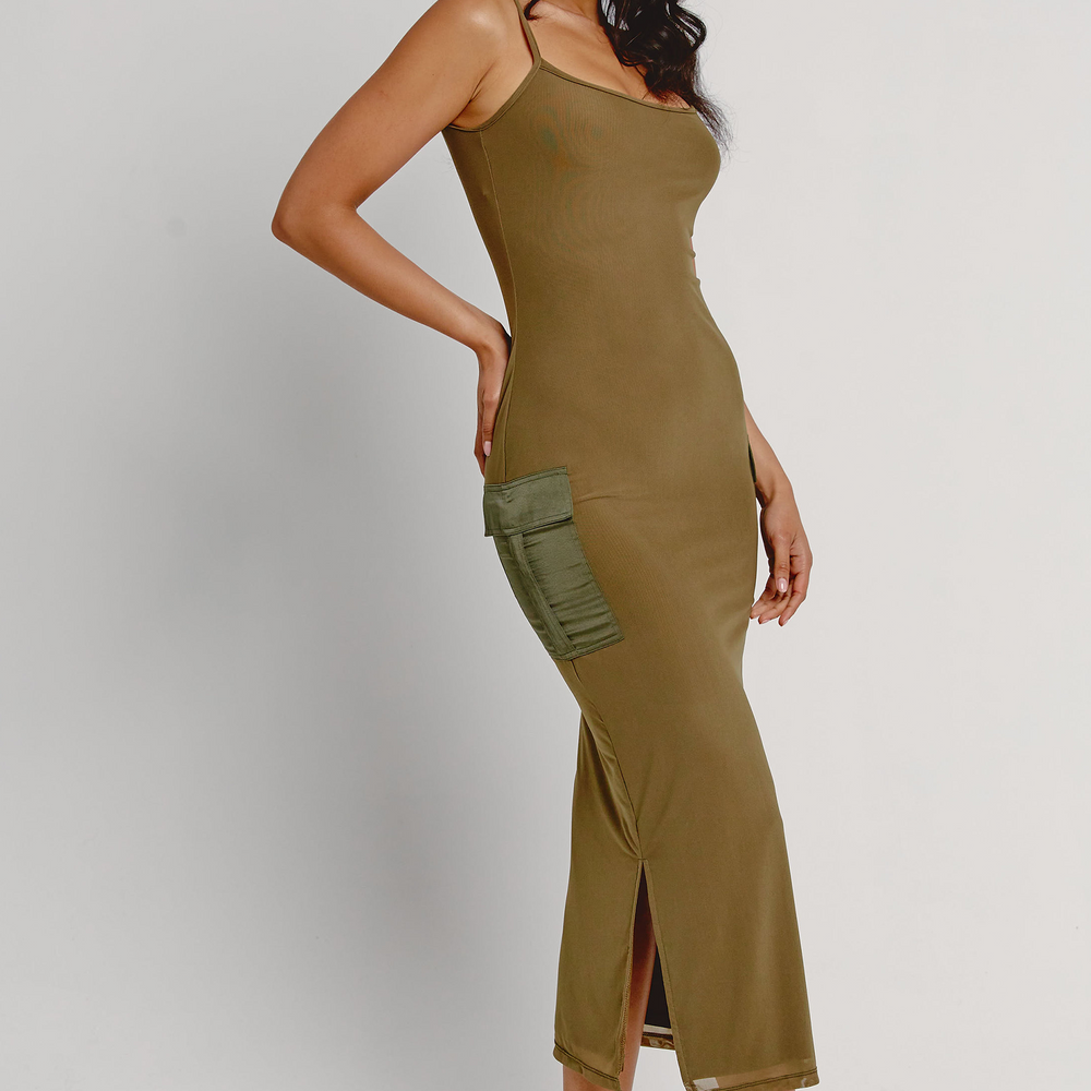 
                      
                        Cargo Pocket Mesh Maxi Dress
                      
                    