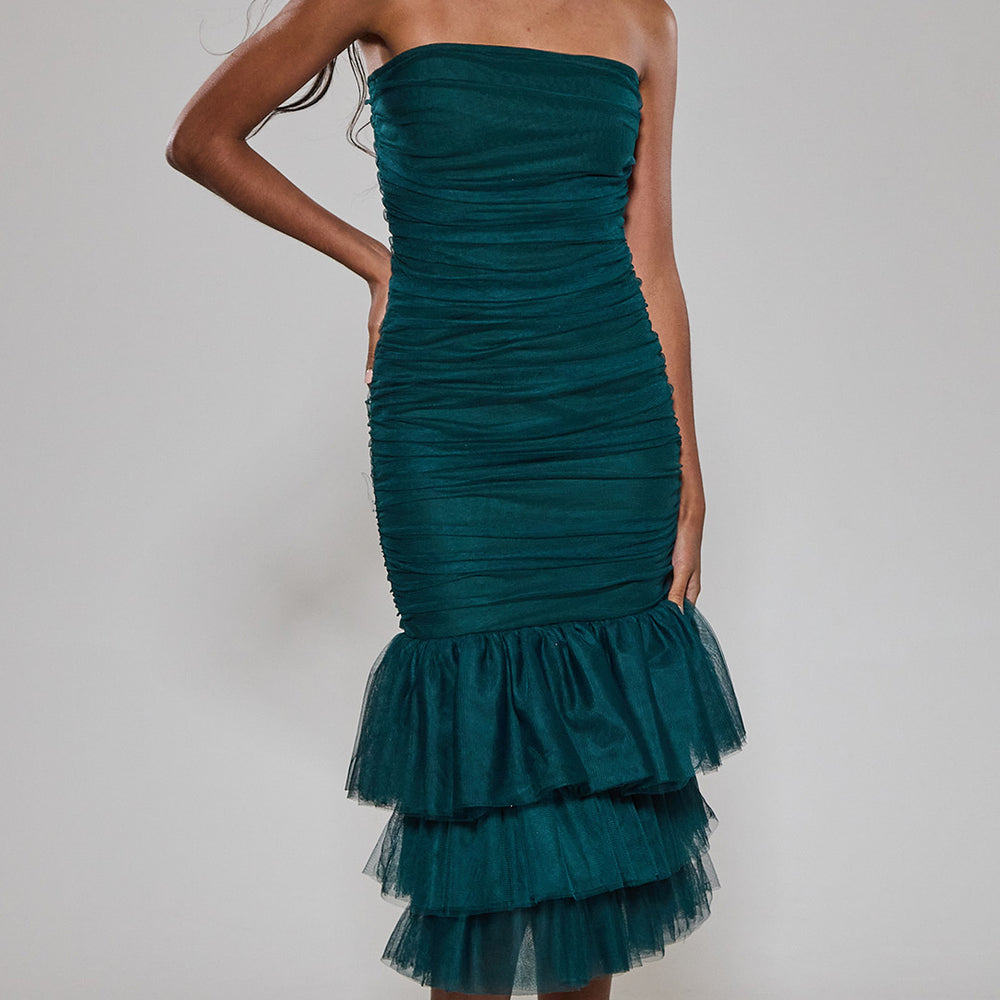 Emerald Triple Fishtail Bandage Dress