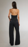 Black Pinstripe Tailored Jumpsuit