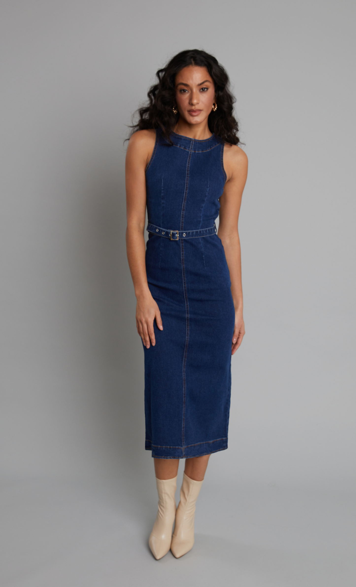 Dark Denim Midaxi Shift Dress