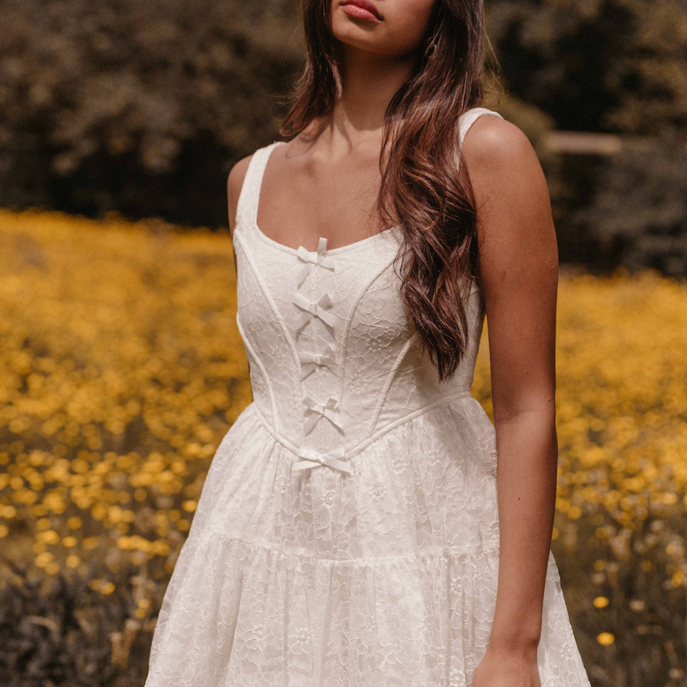 Ivory Tiered Corset Mini Dress