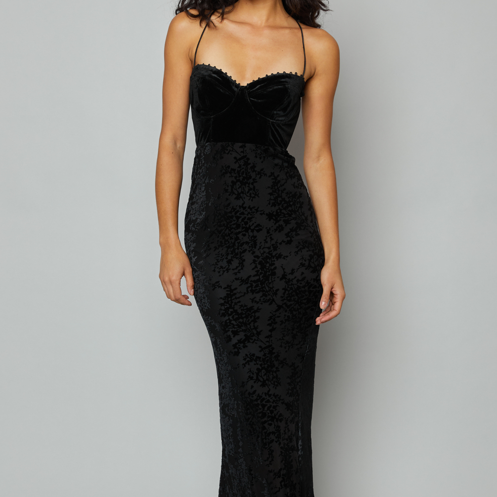 
                      
                        Black Burnout Devore Maxi Dress
                      
                    