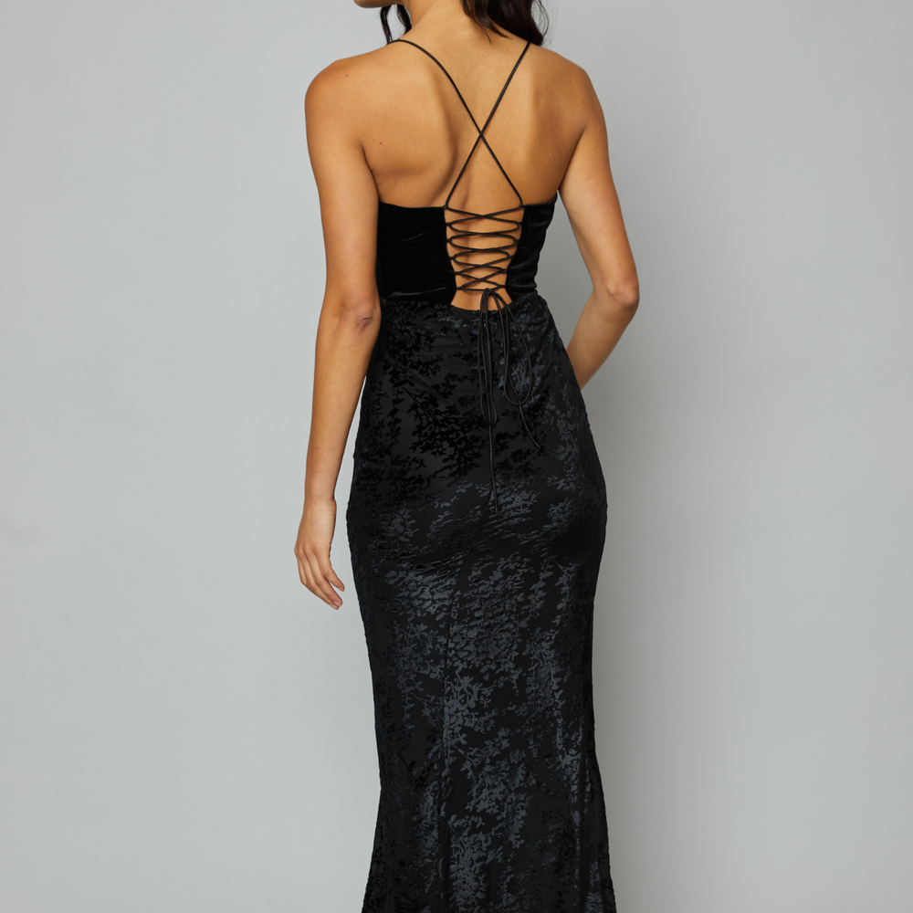 
                      
                        Black Burnout Devore Maxi Dress
                      
                    