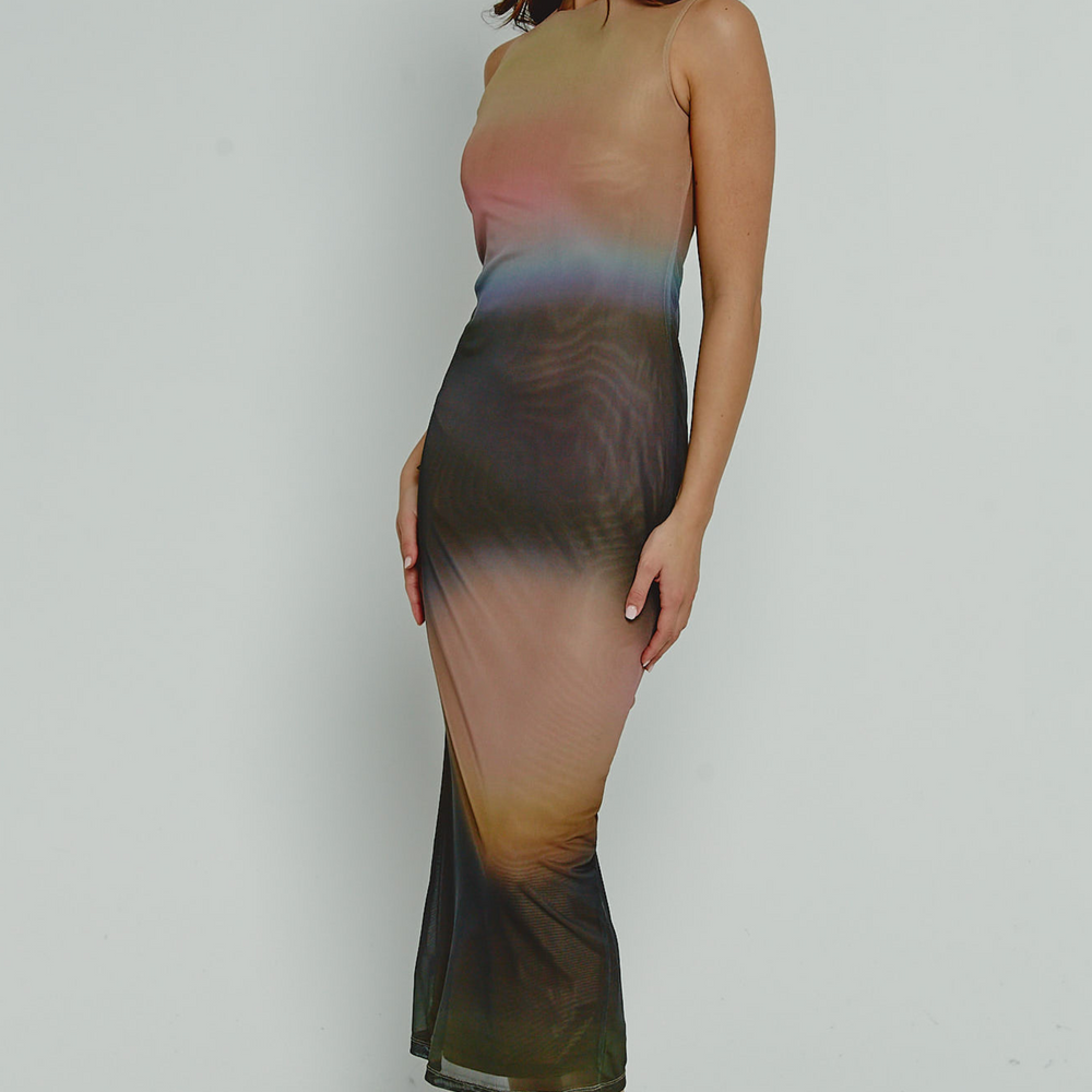 
                      
                        Multi Blur Print Mesh Maxi Dress
                      
                    