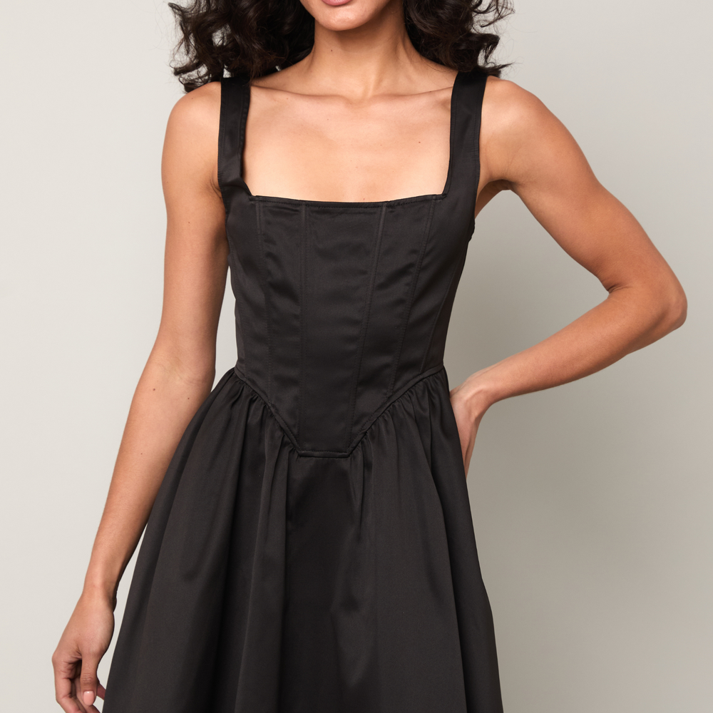 Black Corset Tiered Mini Dress