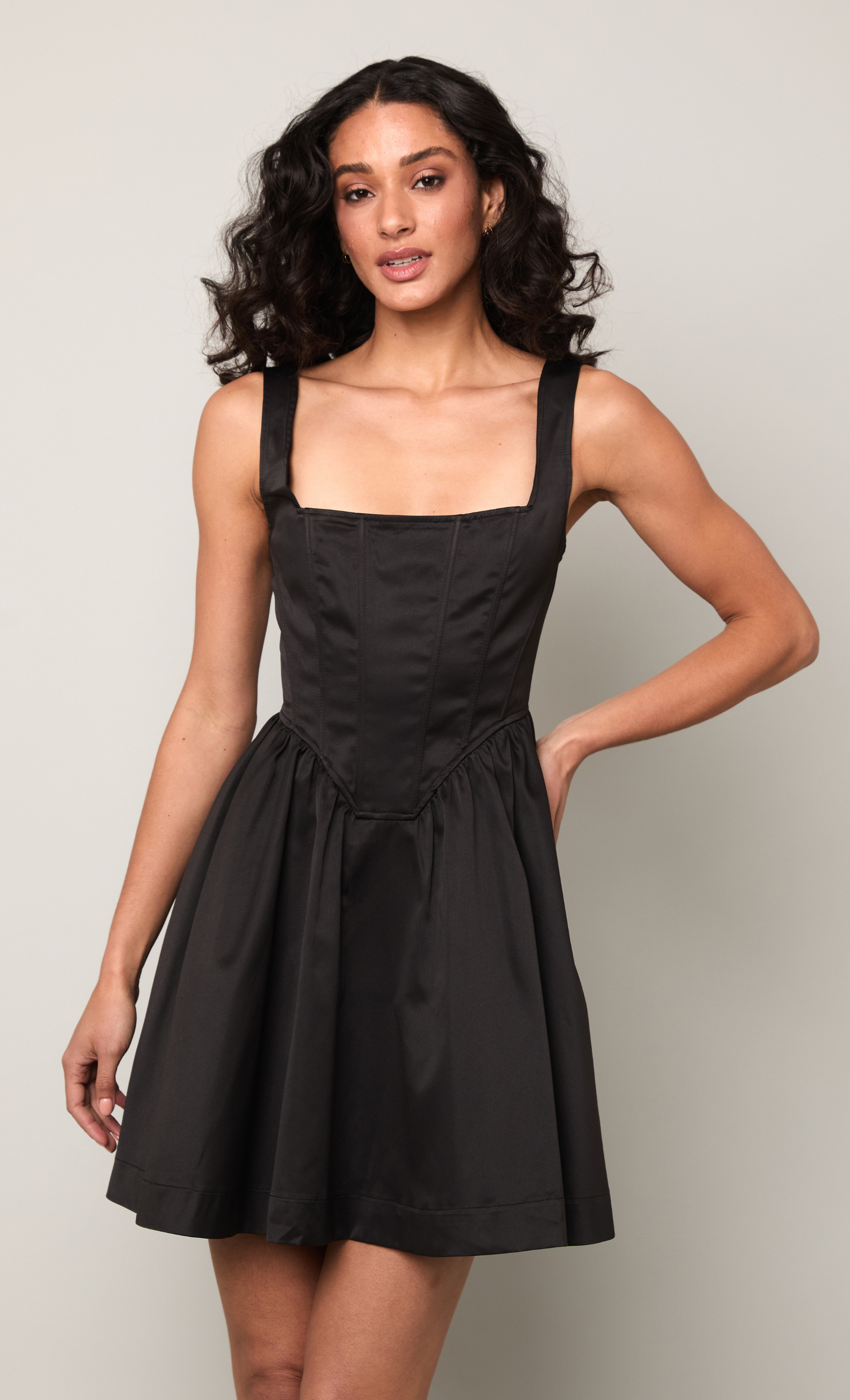Black Corset Tiered Mini Dress – Rare London
