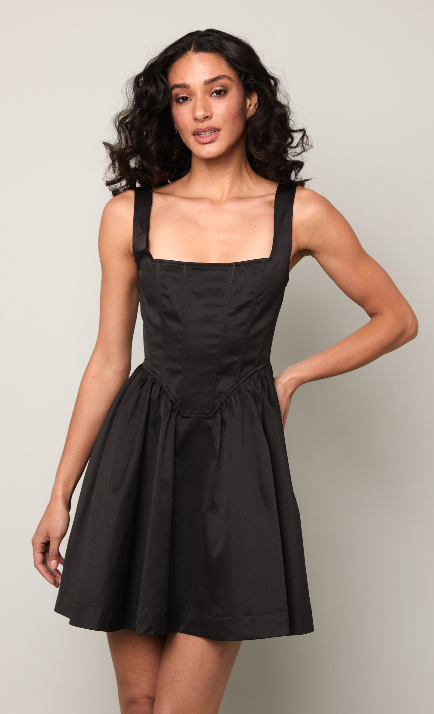 Black Corset Tiered Mini Dress