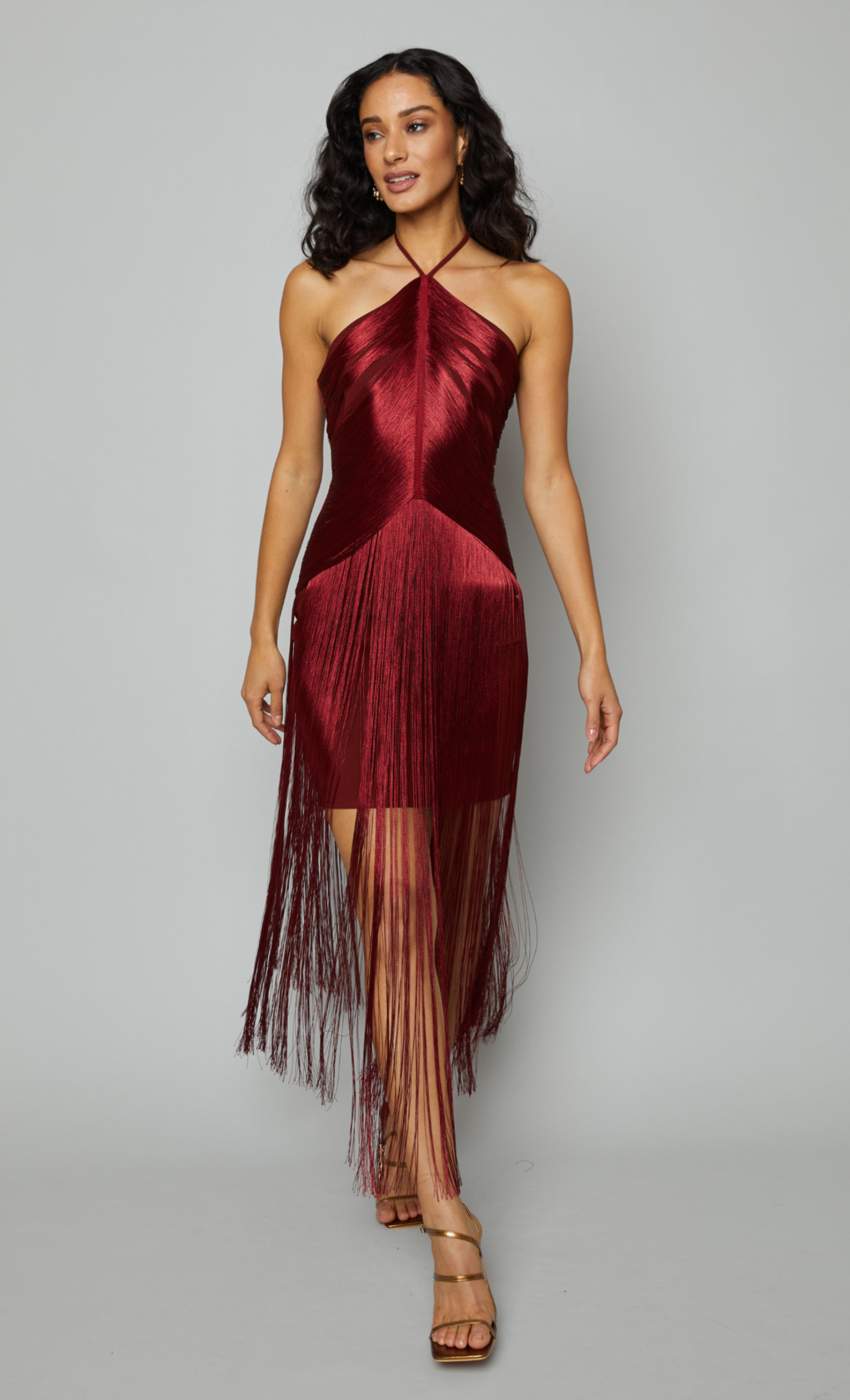 Halter Dress Rare London Fringe Jumpsuit White Fringe Detail