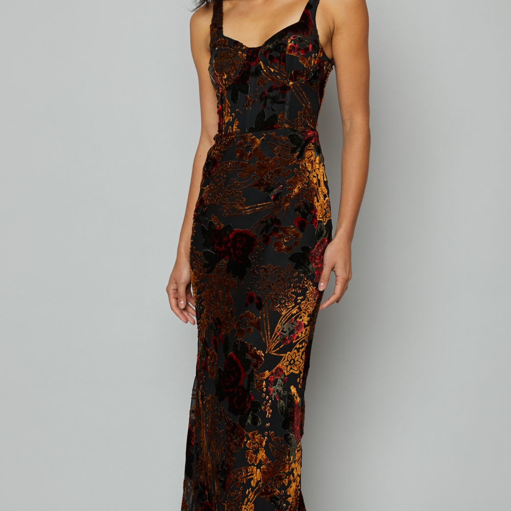 
                      
                        Brown Burnout Maxi Bias Cut Dress
                      
                    