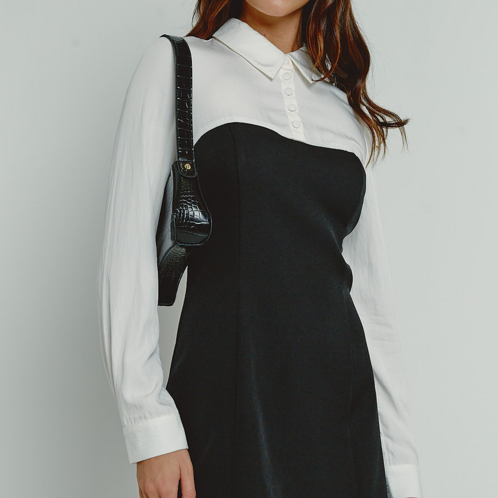 Black Tailored Shirt Dress