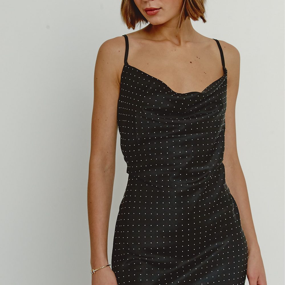 Black Diamante Slip Dress