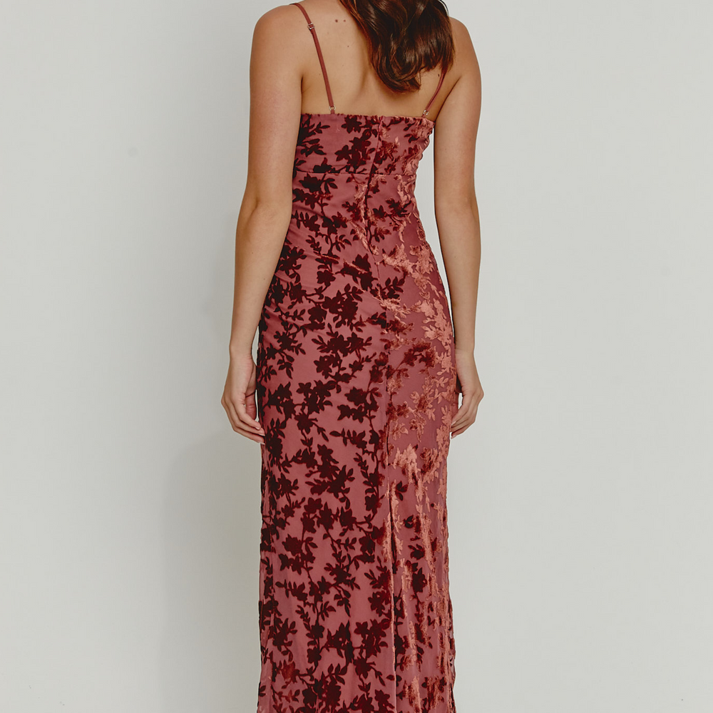 
                      
                        Mauve Devore Tie Front Maxi Dress
                      
                    