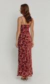 Mauve Devore Tie Front Maxi Dress