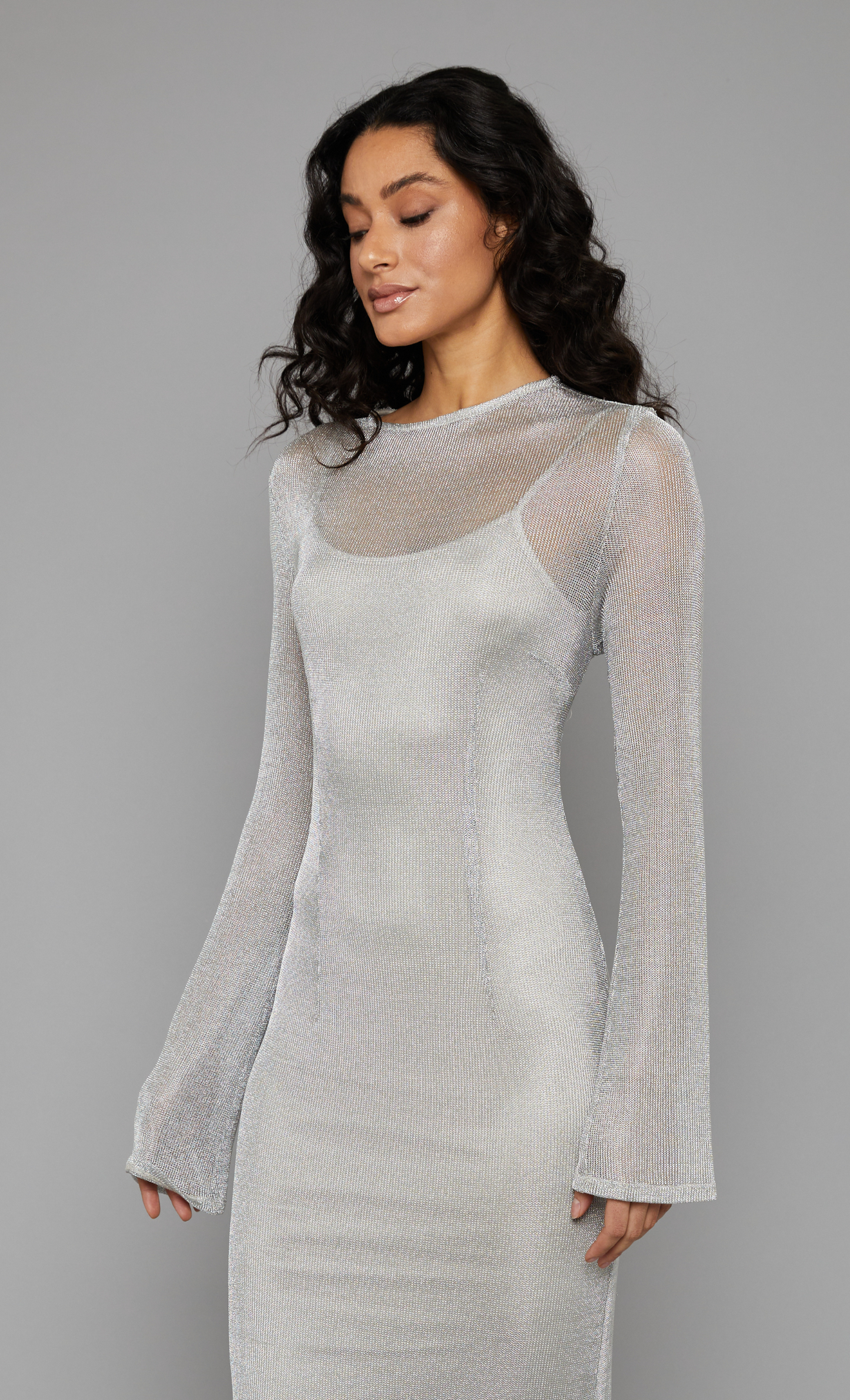 Silver metallic dress sales