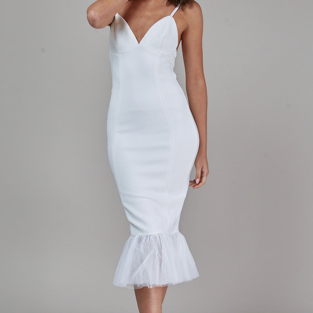 
                      
                        Cream Bandage Fishtail Midi Dress
                      
                    